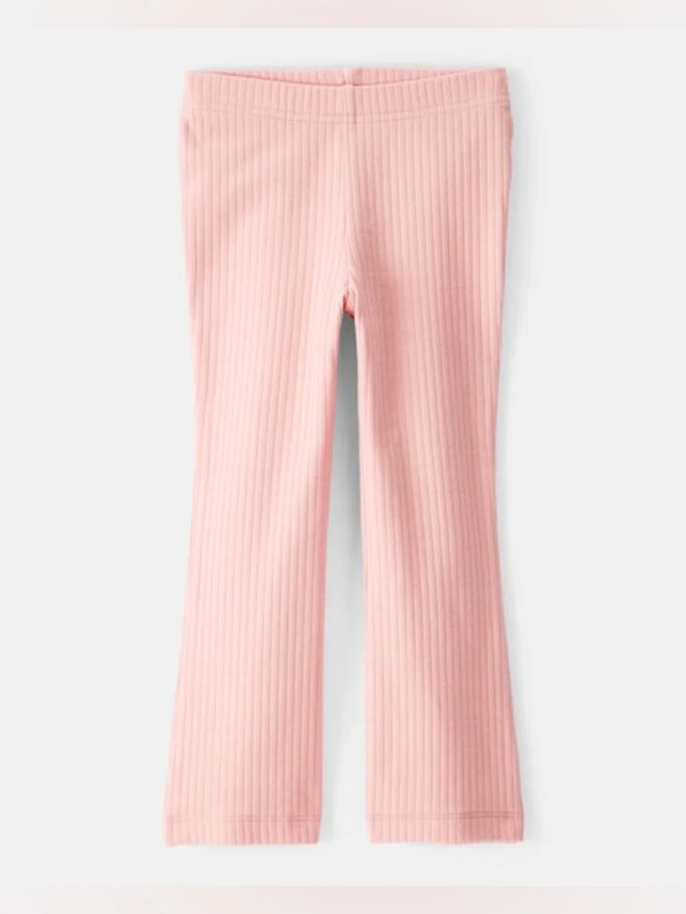 2T Cotton Pink Peplum Top with White Stripes and Pink Ribbed Flare Pants